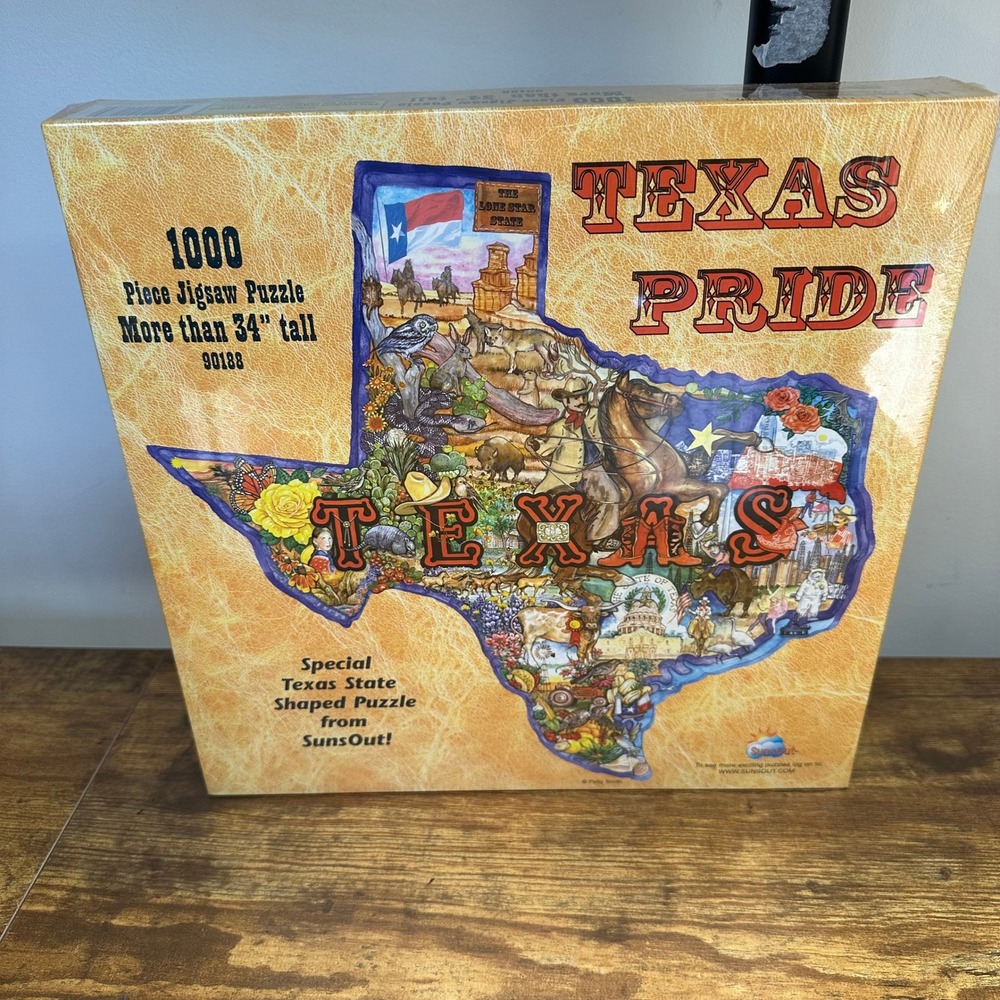 SunsOut Texas Pride 1000 Piece State Shaped Jigsaw Puzzle Patty Smith 90188